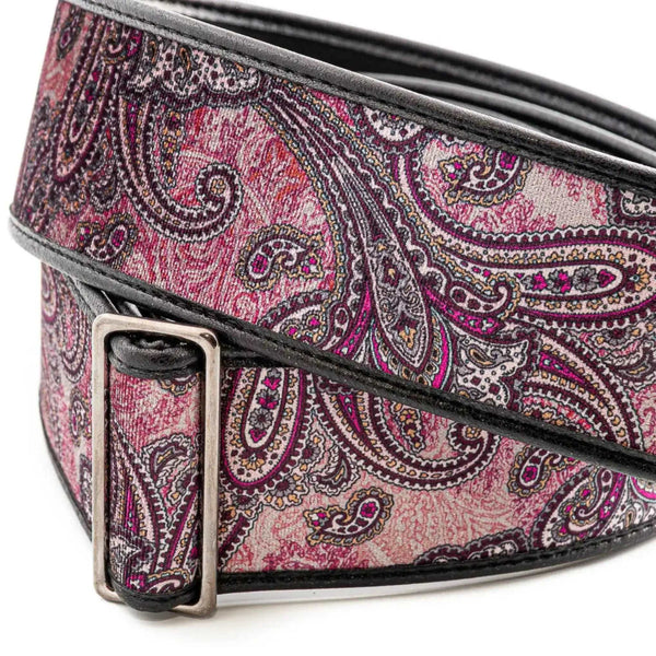 RightOn Steady Talisman T. Paisley Velvet Burgundy Guitar Strap - Ploutone