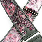 RightOn Steady Talisman T. Paisley Velvet Burgundy Guitar Strap - Ploutone