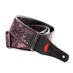 RightOn Steady Talisman T. Paisley Velvet Burgundy Guitar Strap - Ploutone