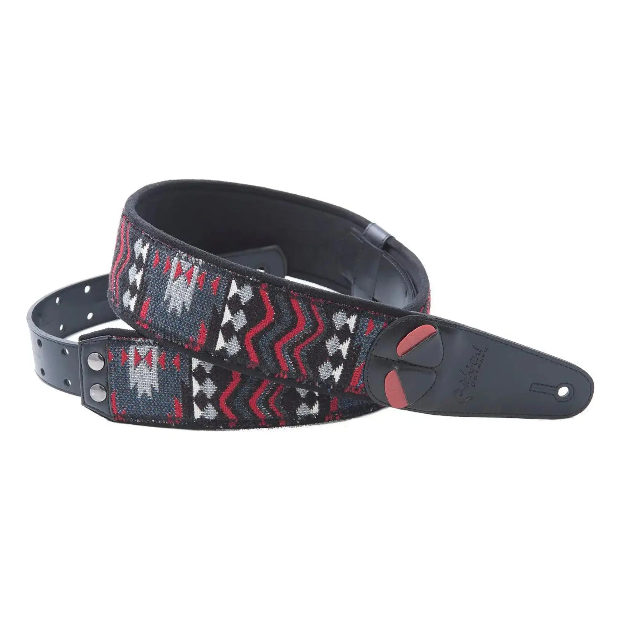RightOn Steady Mojo Azteca Black Vegan Guitar Strap - Ploutone