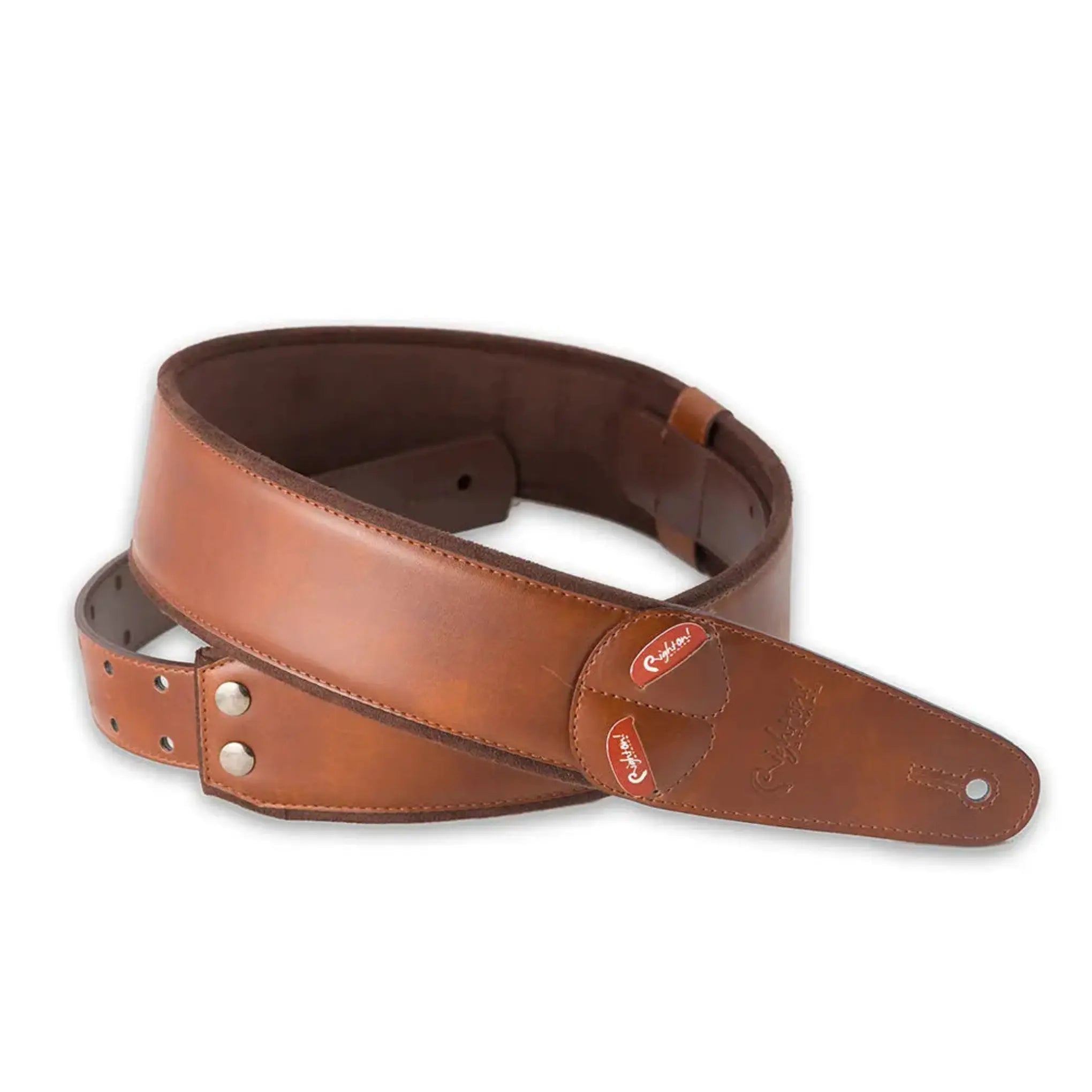 RightOn Steady Mojo Charm Brown Guitar Strap - Ploutone
