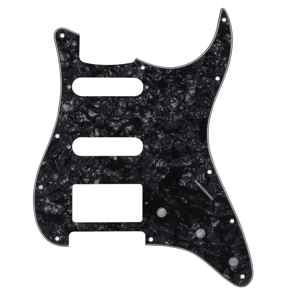 11-Hole HSS Strat Pickguard - 4-Ply Black Pearl Default Title - Ploutone