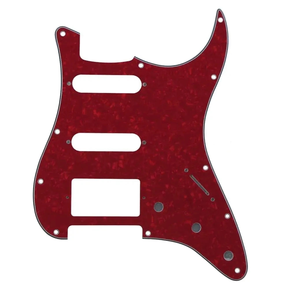 11-Hole HSS Strat Pickguard - 4-Ply Red Pearl | Ploutone