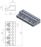 Nova Guitar Parts Single String Headless Guitar Bridge - 6, 7, and 8-String - Ploutone