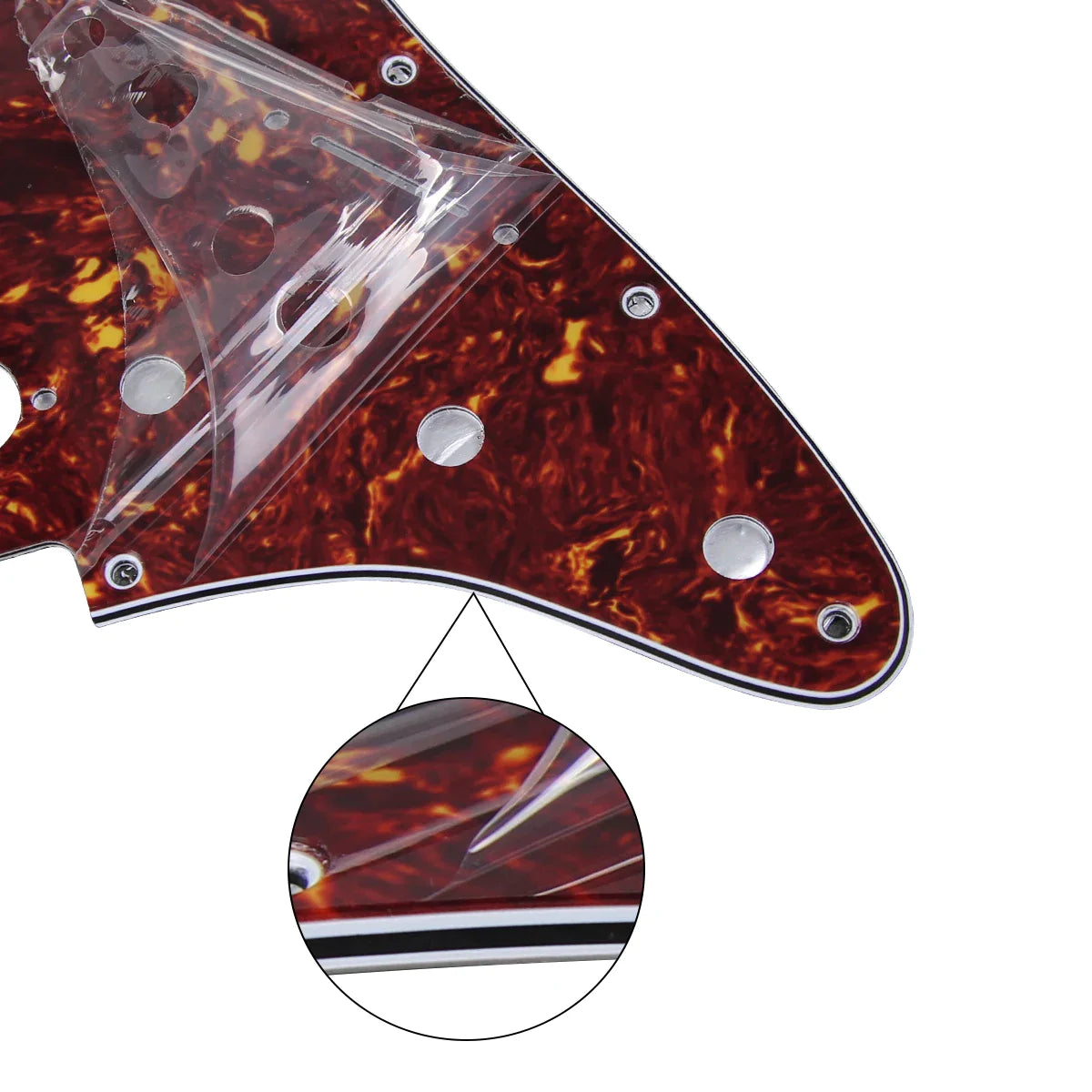 11-Hole HSS Strat Pickguard and Matching Back Plate - 4-Ply Red Tortoise - Ploutone