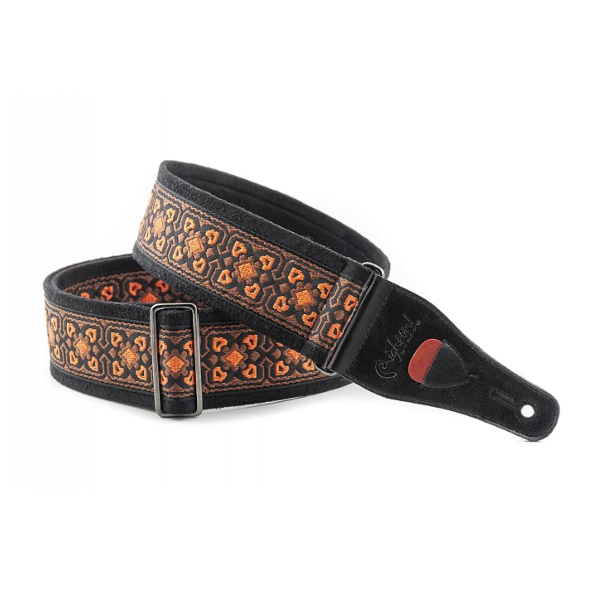 RightOn Standard Plus Glastonbury Black II Guitar Strap - Ploutone